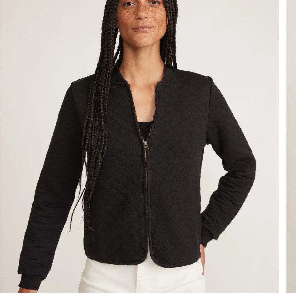 NWT Marine Layer Black Quilted Bomber Jacket